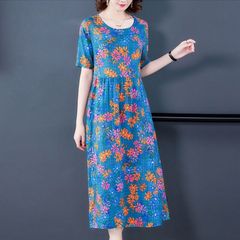 Lady Kuo ice silk dress series 2021 summer new large mother's dress