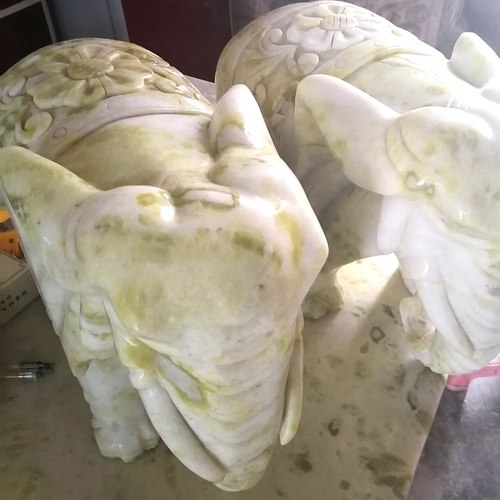 新房乔迁宾馆酒店大堂玉雕摆件蓝田玉大象走向成功吉祥如意雕塑凳