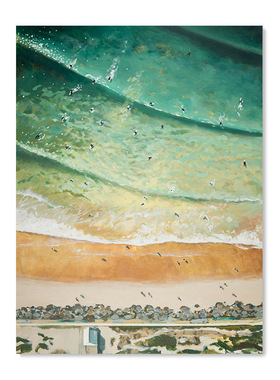 【艺术版画】Nina Brooke复刻艺术版画蓝绿色大海滩风景装饰画芯