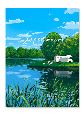 【艺术版画】插画师Van复刻艺术版画绿色治愈系自然风景装饰画芯