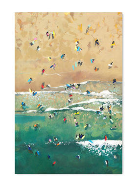 【艺术版画】Nina Brooke复刻艺术版画蓝绿色大海滩风景装饰画芯