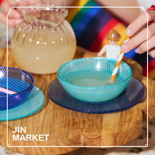 【新春大促】韩国代购eding官方授权玻璃系列checky彩色复古碗碟