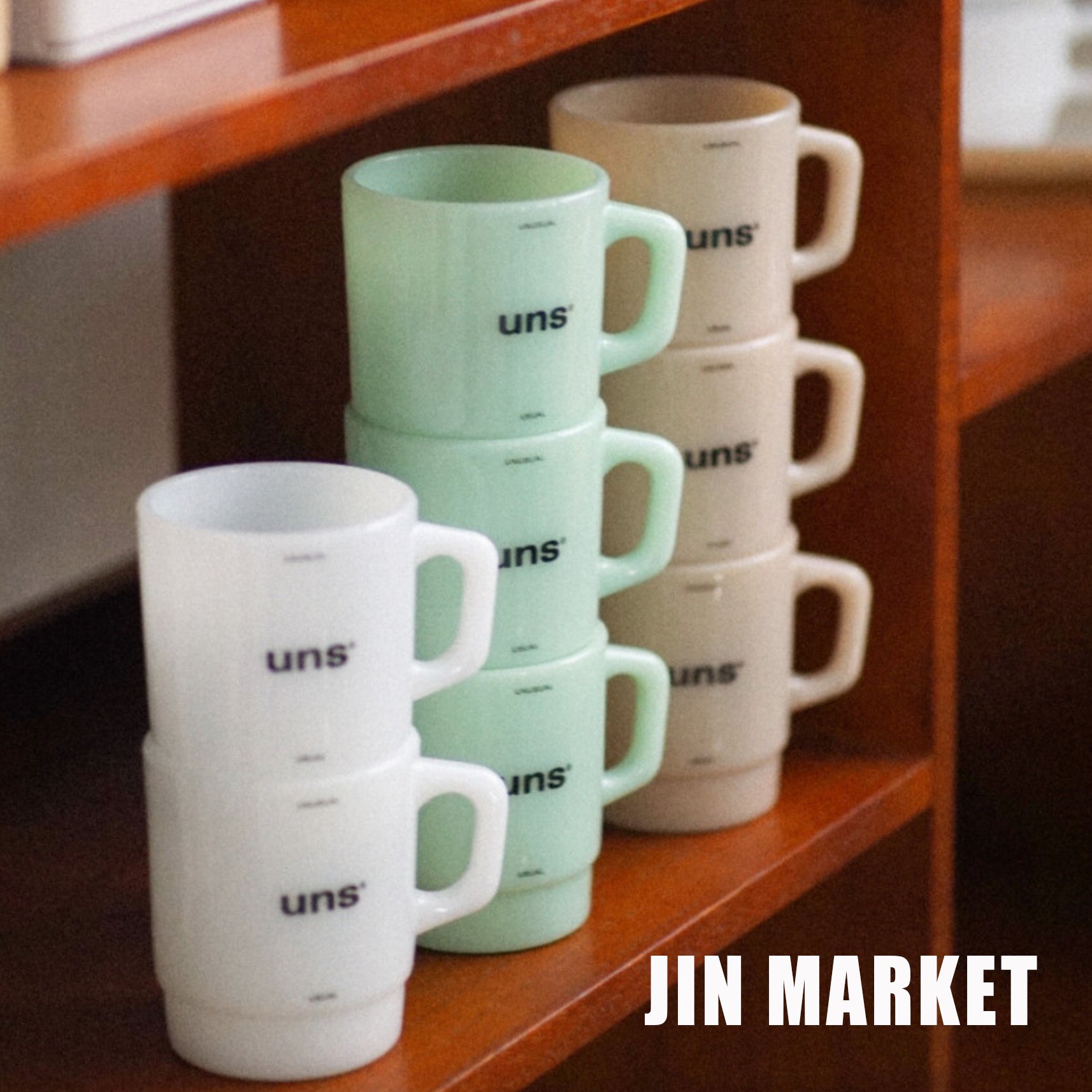 JinMarket 韩国代购 uns正品 奶玻璃 咖啡杯 马克杯 水杯