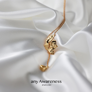 any Awareness 流淌的岩 岩石片可调节多功能Y字链/choker毛衣链