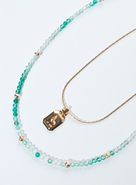 《爪哇秘境》雨林渐变绿玛瑙锁骨链