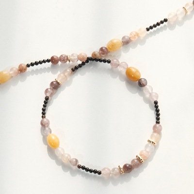 《爪哇秘境》旷净薰衣草紫玉黑玛瑙金丝玉锁骨链.薰衣草紫