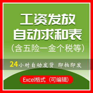公司员工工资表发放明细自动求和 excel模板可编辑企业人事行政用