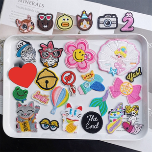 七可爱卡通动物热气球铃铛马招财猫刺绣布艺别针胸针衣服配饰装饰