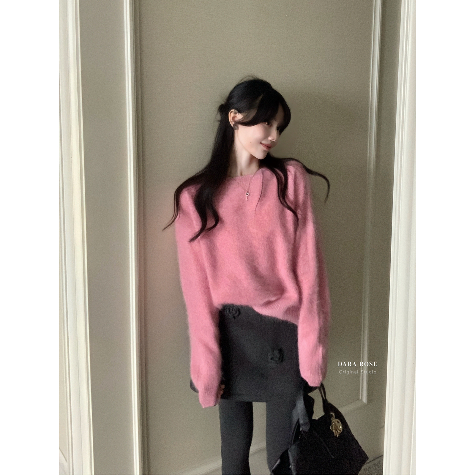 DARA ROSE-高级感宽松慵懒显瘦羊毛拉毛毛衣(含绵羊毛)G7904