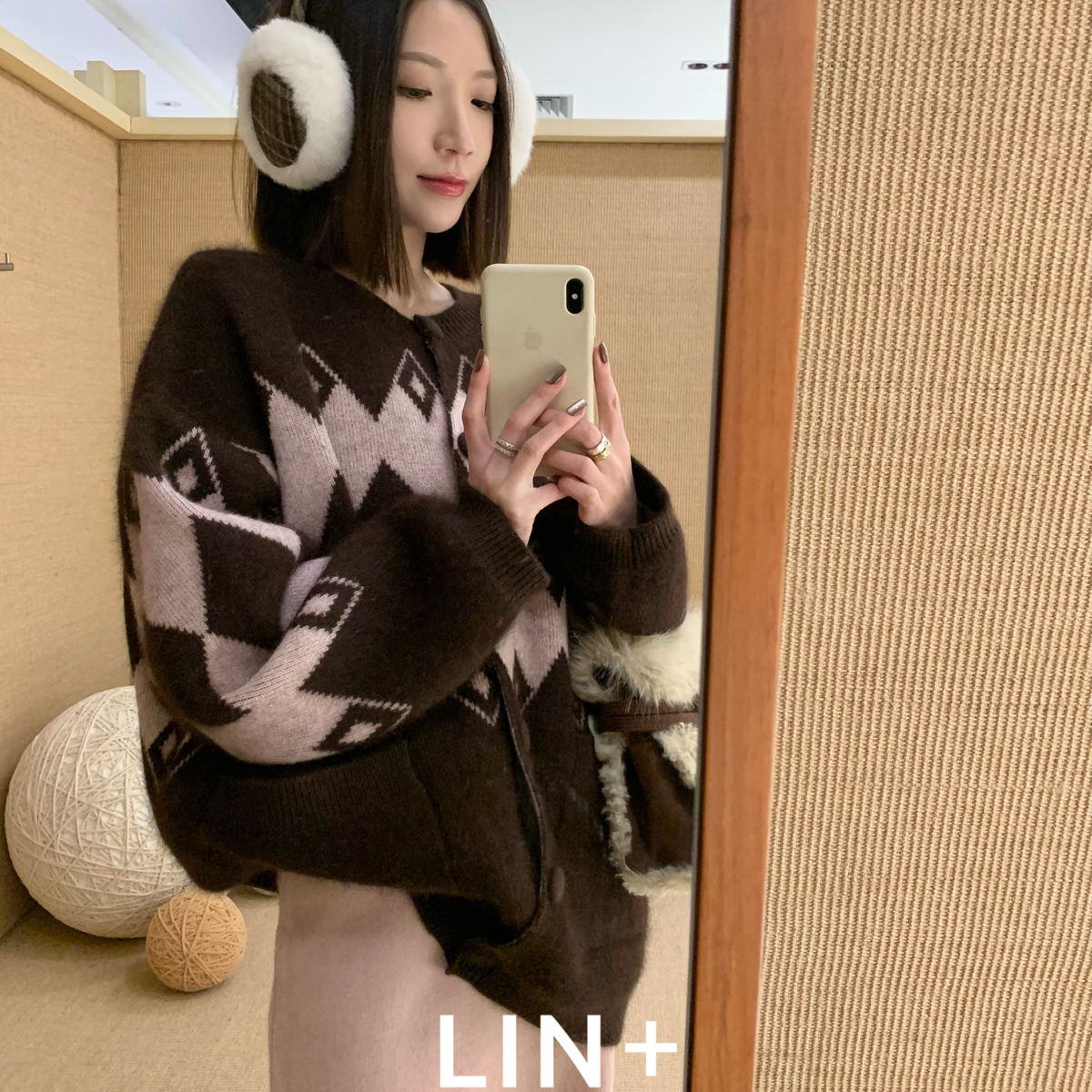 拿必爆手绘经典冬上新～加厚大外套菱格圣诞费尔岛氛围复古毛衣(