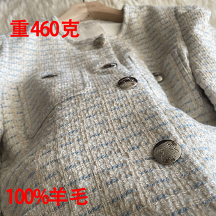 小香西服 名媛羊毛粗花呢亮丝编织短款外套女小个子超短圆领开衫