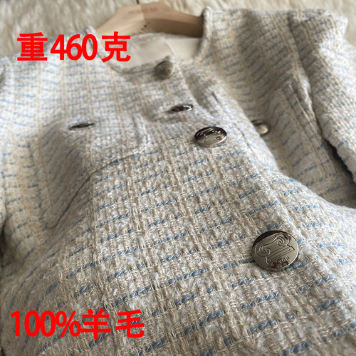 超短款羊毛外套粗花呢开衫小香风