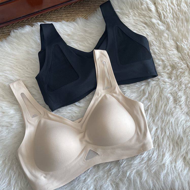 按摩胸罩透气网 薄无痕内衣女无钢圈光面胸罩bra无尺码背心式文胸