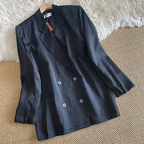 30姆米真丝素绉缎西服长袖外套