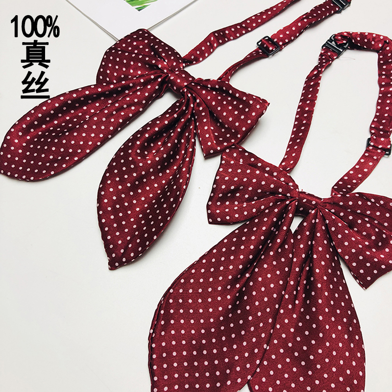 波点蝴蝶结 纯真丝丝巾配衬衫领带春 领带桑蚕丝绸小丝带飘带领结