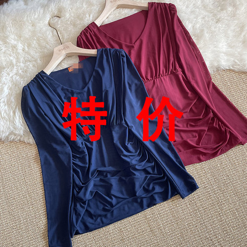 透视双层网纱打底衫立体胸围圆领