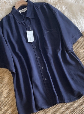 春季夏顶奢男装桑蚕丝衬衣中年高端商务休闲35姆重磅真丝短袖衬衫