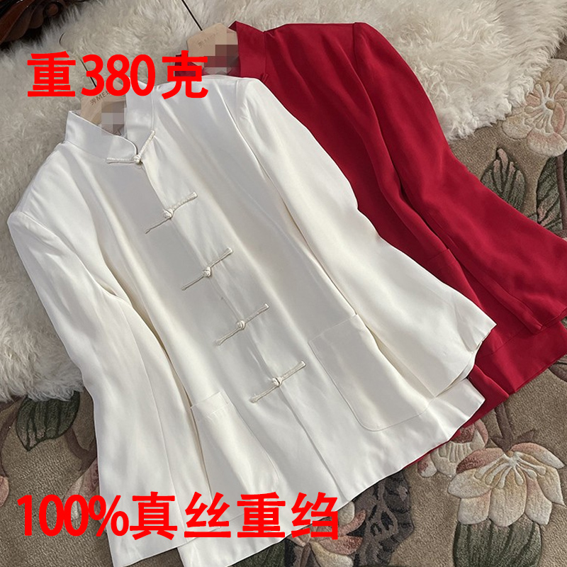 新中式上衣唐装真丝双绉外套重绉