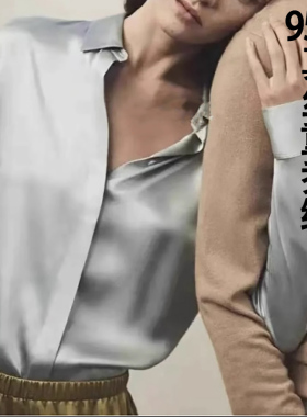 真丝衬衫女2024秋冬重乔缎长袖桑蚕丝衬衣修身高级感通勤气质上衣
