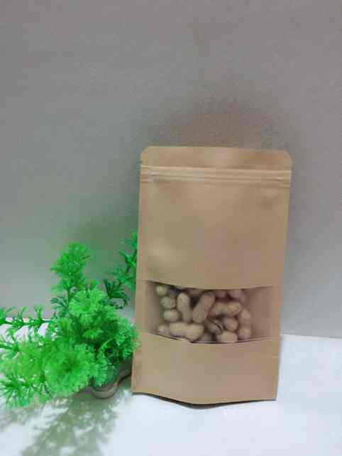 17*24+4开窗牛皮纸袋 自封自立袋 拉练袋 食品包装袋 茶叶袋 批发