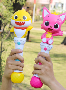 韩国正版授权Babyshark鲨鱼宝宝音乐电动魔法棒泡泡机儿童玩具