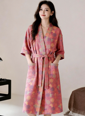 26年新款纯棉棉纱睡衣家居服睡袍