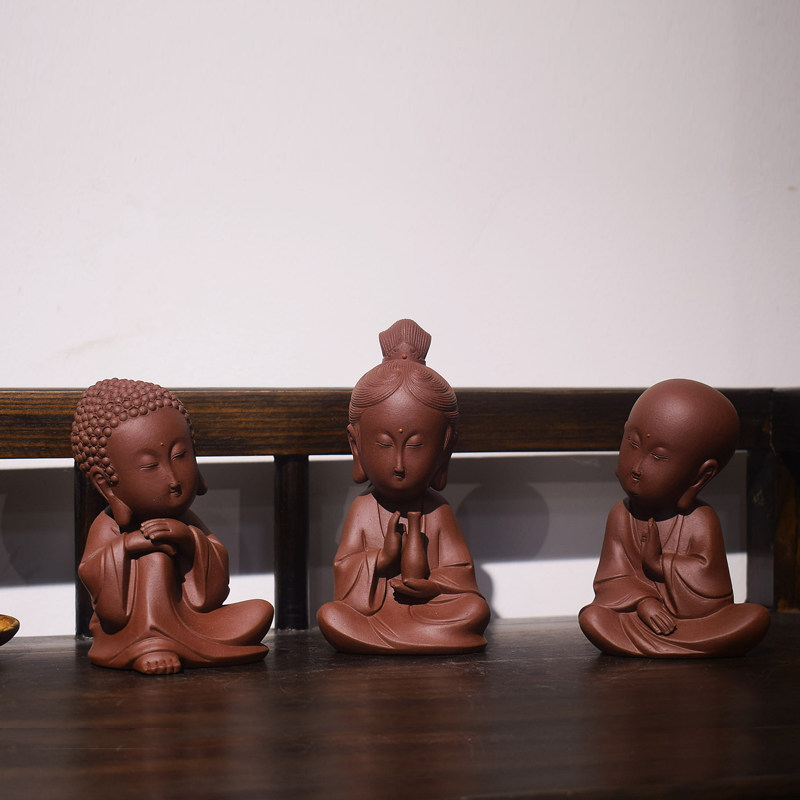 精工紫砂雕塑摆件观音 如来佛祖 地藏王菩萨 名家作品展茶文化
