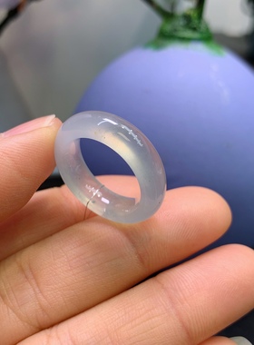 13-14圈口缅甸天然翡翠A货白冰戒指A741#