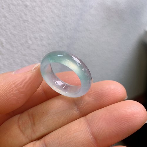 12圈口缅甸天然翡翠A货冰晴绿戒指A77#