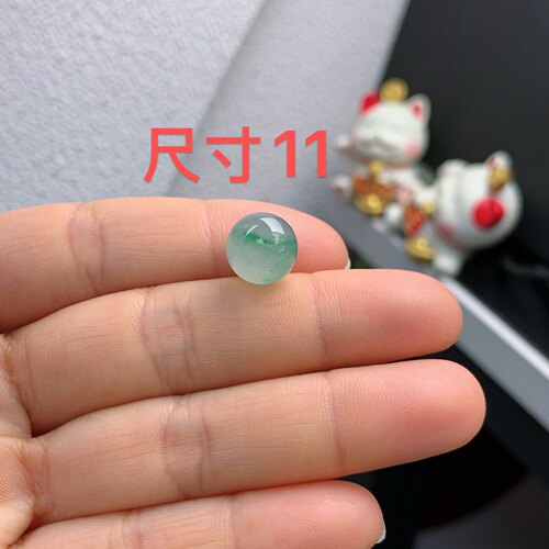 缅甸天然翡翠A货冰飘花圆珠吊坠