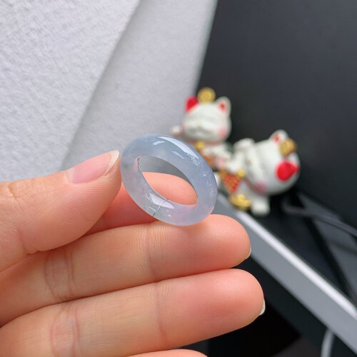 15圈口缅甸天然翡翠A货冰润紫罗兰戒指A1593#