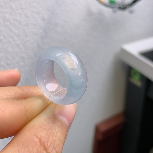 11-12圈口缅甸天然翡翠A货冰种白冰宽版轮胎戒指438#