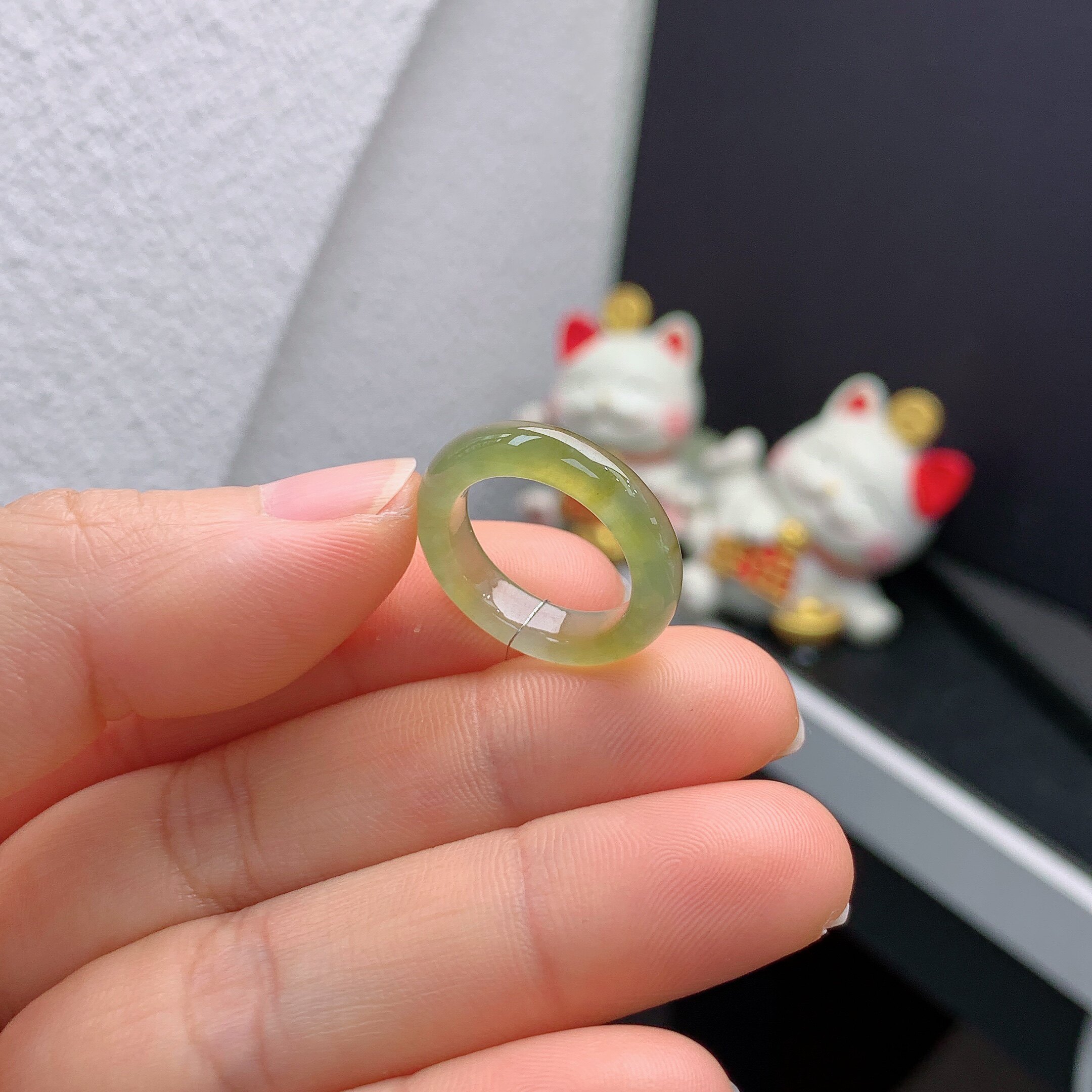 9圈口缅甸天然翡翠A货冰种满黄翡戒指A103#