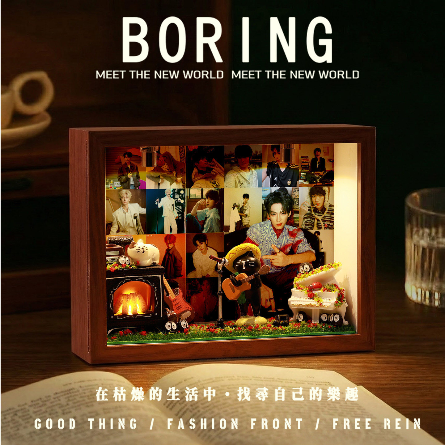 梓瑜明星照片相片桌面摆台diy小屋木相框手工拼装创意生日礼物