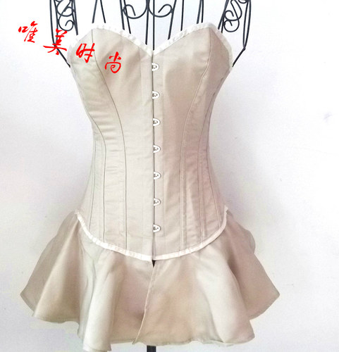 新款束腰可爱裙摆宫廷束腰瘦腰corset钢骨束身衣婚纱礼服束身衣女