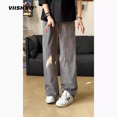 VIISHOW慵懒风解构山本裤男夏季薄款冰丝凉感裤子直筒垂感凉凉裤