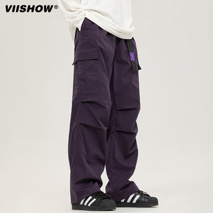 VIISHOW美式工装伞兵裤男女春季新款高街多口袋宽松直筒长裤潮牌