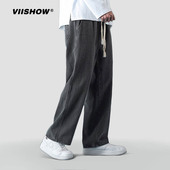 VIISHOW男装 子 2024秋冬潮牌ins百搭直筒宽松阔腿长裤 牛仔裤 男士