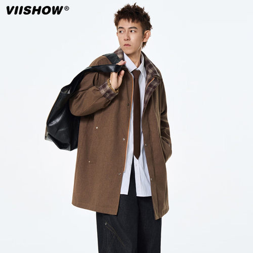 VIISHOW美式解构工装外套中长款休闲男士春秋季2025新款高级夹克