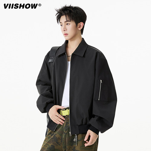 VIISHOWcleanfit翻领飞行夹克女男春季bomber休闲百搭棒球服外套