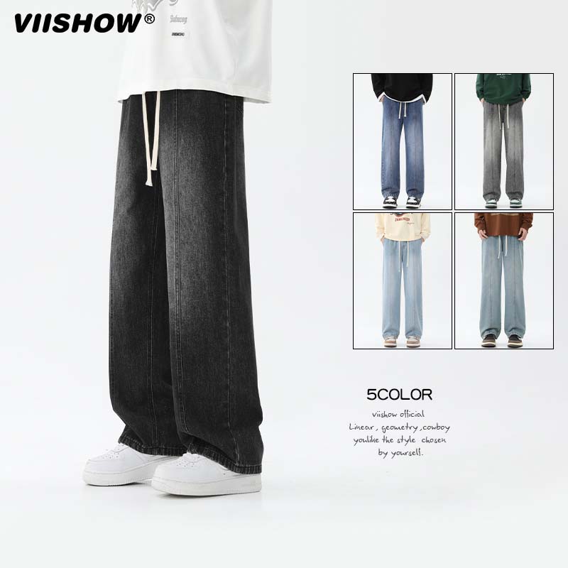 VIISHOW复古美式简约牛仔裤