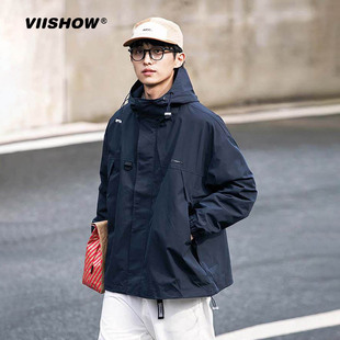 VISHOW外套男秋季日系宽松cityboy连帽上衣休闲冲锋衣工装夹克潮