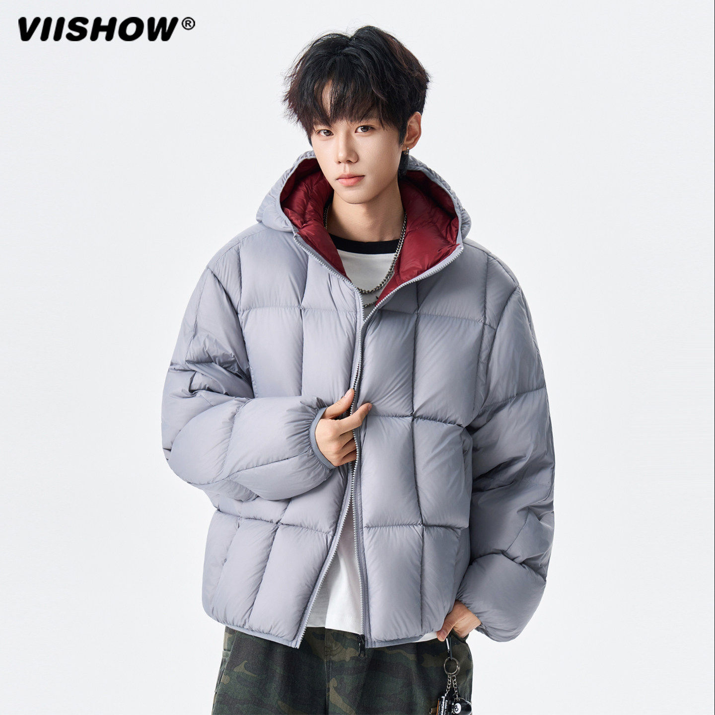 VIISHOW连帽羽绒服男女短款宽松冬季2025新款加厚保暖白鸭绒外套,男装,羽绒服,淘宝优惠券,粉丝福利购,淘宝优惠卷