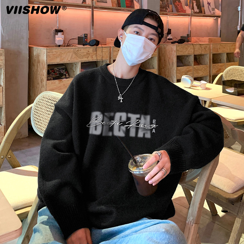 VISHOW毛衣男秋冬季美式潮牌宽松圆领套头针织衫慵懒风线衣外套,男装,针织衫/毛衣,淘宝优惠券,粉丝福利购,淘宝优惠卷