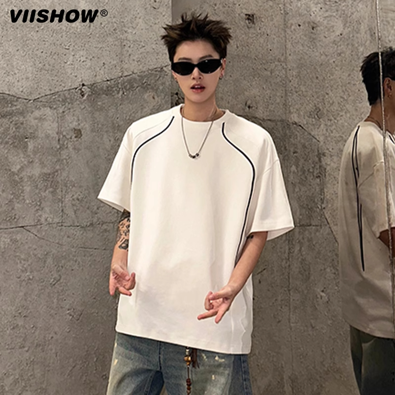 VIISHOW短袖T恤男款夏季cleanfit痞帅潮流设计感小领口半袖上衣