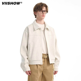 VIISHOW高级感休闲夹克卫衣男女款新款宽松休闲简约纯色外套男生