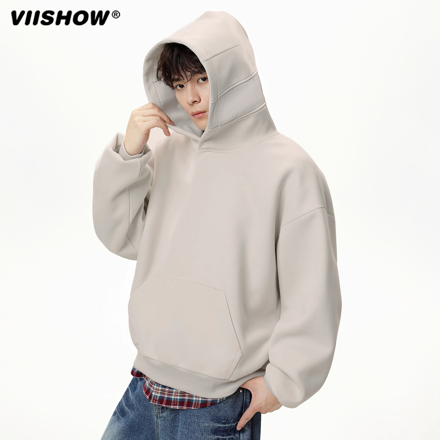 VIISHOW重磅硬挺美式连帽卫衣男士2025秋季新品美式潮牌宽松外套