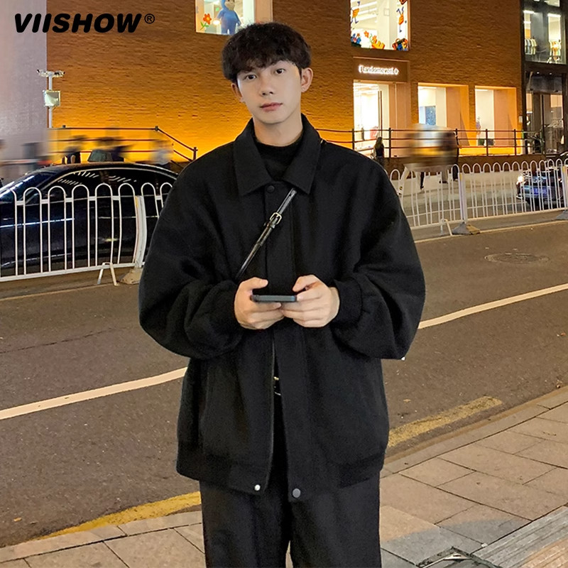 VIISHOW美式解构毛呢外套男2024新款冬季复古痞帅宽松男翻领夹克,男装,夹克,淘宝优惠券,粉丝福利购,淘宝优惠卷