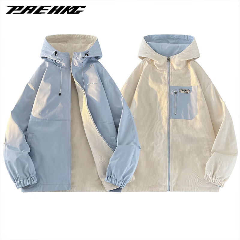 PRESSURE美式复古情侣正反穿夹克外套长袖百搭舒适校园复古外套