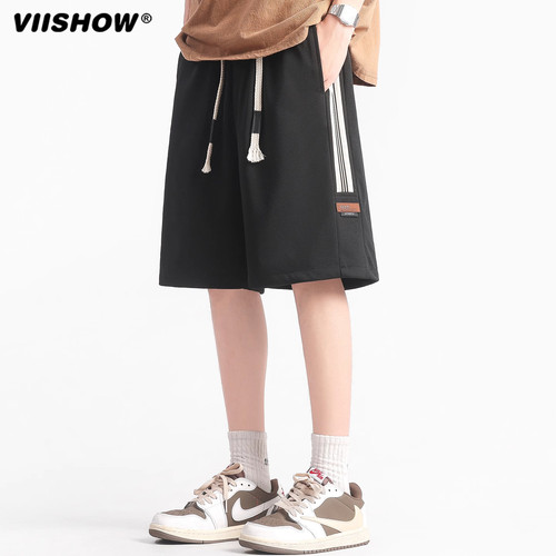 VIISHOW美式重磅短裤男款夏季宽松休闲五分裤潮牌冰丝运动裤子薄